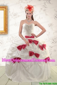 Beautiful White Quinceanera Dresses with Beading and Bowknots For 2015