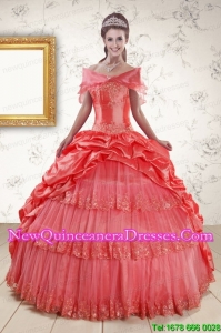 Perfect Appliques Quinceanera Dresses in Watermelon