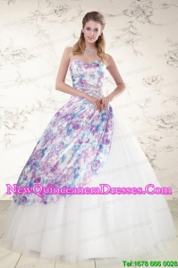 2015 Perfect Puffy Multi-color Quinceanera Dresses with Beading