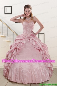2015 Perfect Sweet Spaghetti Straps Quinceanera Dresses in Pink