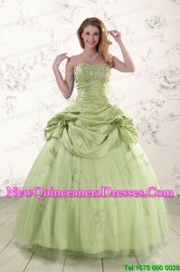 2015 Perfect Sweetheart Beading Quinceanera Dress in Yellow Green