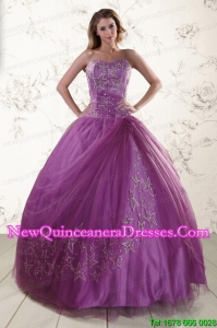 2015 Perfect Sweetheart Beading Quinceanera Dresses in Fuchsia