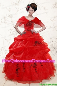 Perfect Sweetheart Red Quinceanera Dresses With Applique for 2015