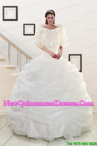 Perfect White Strapless 2015 Quinceanera Dresses with Beading