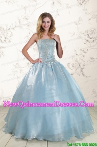 Cheap 2015 Beading Sweet 15 Dresses with Strapless