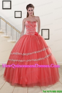 Cheap Beaded Watermelon Quinceanera Dresses for 2015