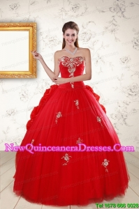 2015 Custom Made Sweetheart Quinceanera Dresses with Appliques