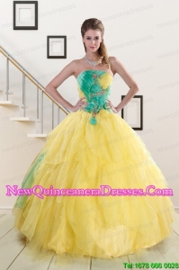 Custom Made Multi Color Quinceanera Dresses with Hand Made Flowers