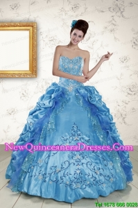 Custom Made Sweetheart Embroidery Sweet 16 Dress in Blue