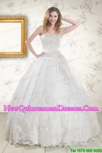 2015 Top Seller Appliques Quinceanera Dress in White