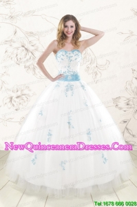 Top Seller White Ball Gown Quinceanera Dresses with Appliques and Beading