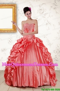 2015 Discount Sweetheart Beading Quinceanera Dresses in Watermelon