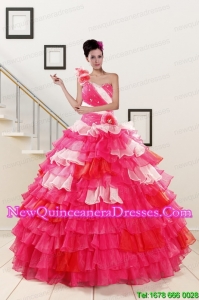 2015 One Shoulder Discount Quinceanera Dresses in Multi Color