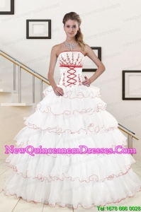 Discount Ruffeld Layers 2015 Quinceanera Dresses with Appliques
