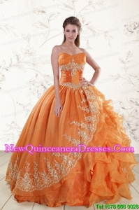 Discount Strapless Appliques 2015 Quinceanera Dresses in Orange