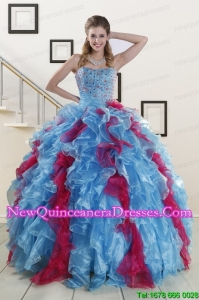 Top Seller Beading Quinceanera Dresses in Multi-color For 2015