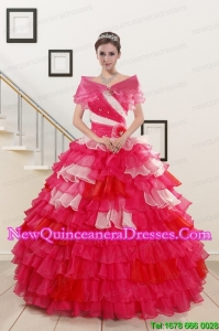 Top Seller Beading Quinceanera Dresses with One Shoulder for 2015