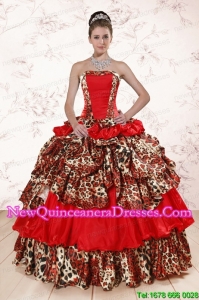 Top Seller Leopard Multi-color 2015 Quinceanera Dresses with Strapless