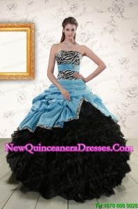 Top Seller Ruffles 2015 Quinceanera Dresses with Zebra and Belt