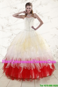 2015 Top Seller Hot Pink Quinceanera Dresses with Beading and Appliques