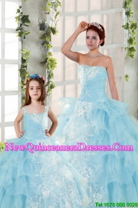 2015 Elegant Appliques and Ruffles Princesita Dress in Baby Blue