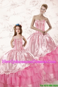 Wonderful Embroidery and Ruffles 2015 Princesita Dress in Pink