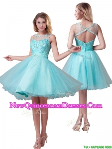 Classical See Through Bateau A Line Prom Dress with Beading