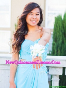 Gorgeous One Shoulder Beading Prom Dress in Light Blue