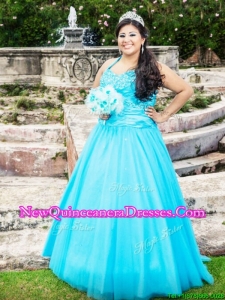 New Style Baby Blue Floor Length Quinceanera Dress with Beading