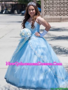 Exquisite Beaded Tulle Quinceanera Dress in Baby Blue