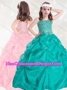 Cute Straps Really Puffy Little Girl Pageant Dress with Beading and Pick Ups