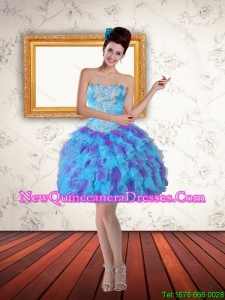 2015 Luxurious Sweetheart Beading Short Dama Dress in Multi Color