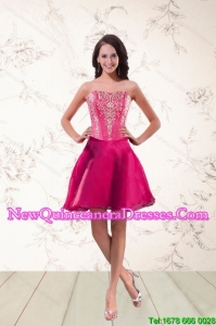 2015 Cheap Strapless Dama Dresses with Appliques