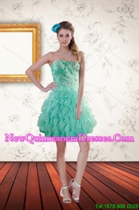 2015 Popular Apple Green Dama Dresses with Beading and Ruffles