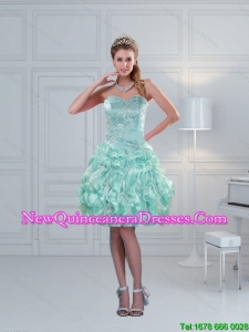 Perfect 2015 Sweetheart Beading Dama Dresses in Apple Green