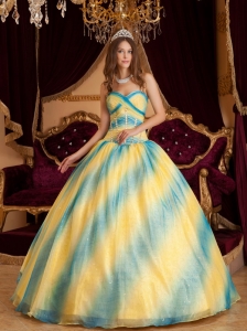 Low price Ombre Color Quinceanera Dress Sweetheart Beading Organza Ball Gown