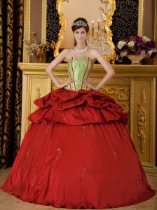 Remarkable Quinceanera Dress Strapless Appliques Taffeta Ball Gown