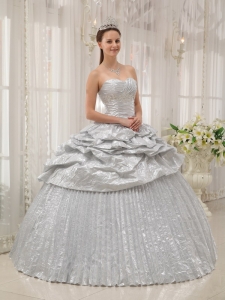 Brand New Silver Quinceanera Dress Sweetheart Appliques Ball Gown