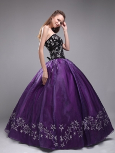 Exclusive Eggplant Purple Quinceanera Dress Sweetheart Orangza Embroidery Ball Gown
