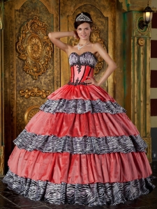 Luxurious Quinceanera Dress Sweetheart Zebra Ruffles Ball Gown