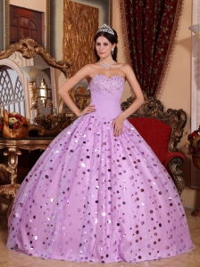Classical Lavender Quinceanera Dress Sweetheart Tulle Sequins Ball Gown