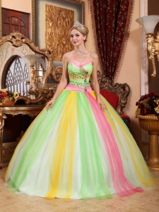 Latest Multi-color Quinceanera Dress Sweetheart Tulle Beading Ball Gown