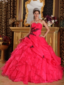 Pretty Quinceanera Dress Sweetheart Floor-length Organza Appliques Ball Gown