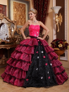 Classical Multi-color Quinceanera Dress Strapless Organza Appliques Ball Gown