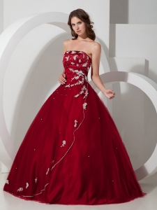 Customize Wine Red Quinceanera Dress with Appliques and Beading