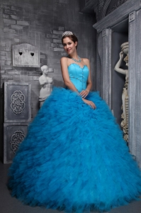 Exclusive Baby Blue Quinceanera Dress Sweetheart Taffeta and Organza Beading Ball Gown