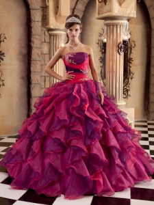 Brand New Multi-color Quinceanera Dress Strapless Organza Ruffles Ball Gown