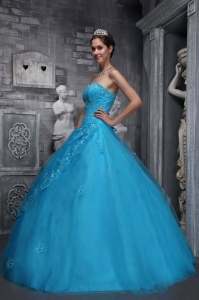 New Baby Blue Quinceanera Dress Sweetheart Taffeta and Tulle Beading and Appliques Ball Gown