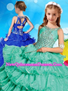 2016 Wonderful Beaded and Ruffled Layers Little Girl Pageant Dress with Criss Cross