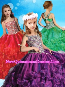 Cheap Criss Cross Organza Little Girl Pageant Dress with Beaded Bodice